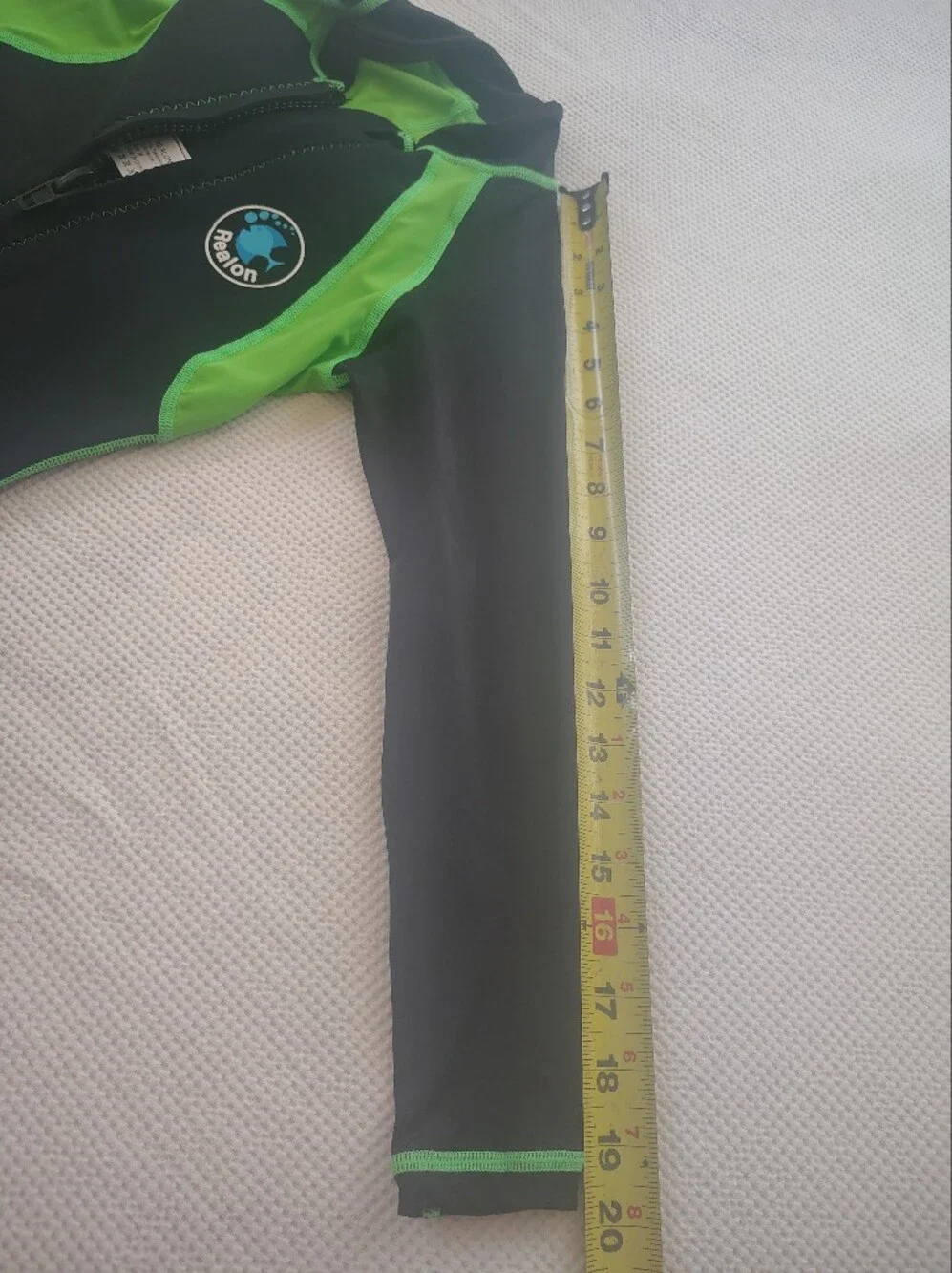 Realon Kids' Black and Green Long-Sleeve Swim Suit Size M.